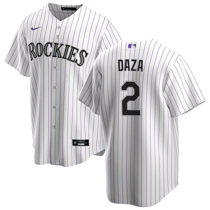 Men's Colorado Rockies #2 Yonathan Daza White Stitched Baseball Jersey